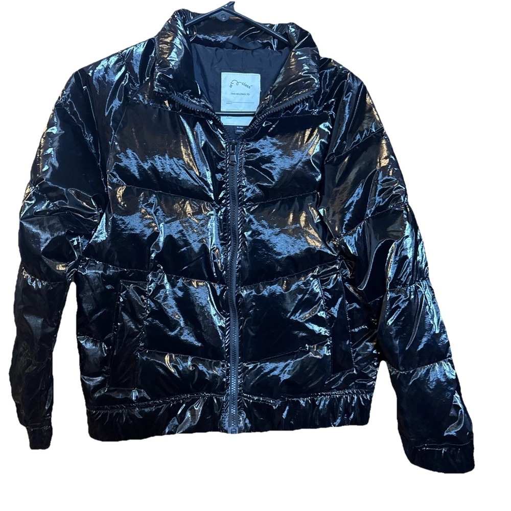 Art Class Girls Black Glossy Puffer Jacket XL 14 NWT‎ Shiny Winter Coat Target
